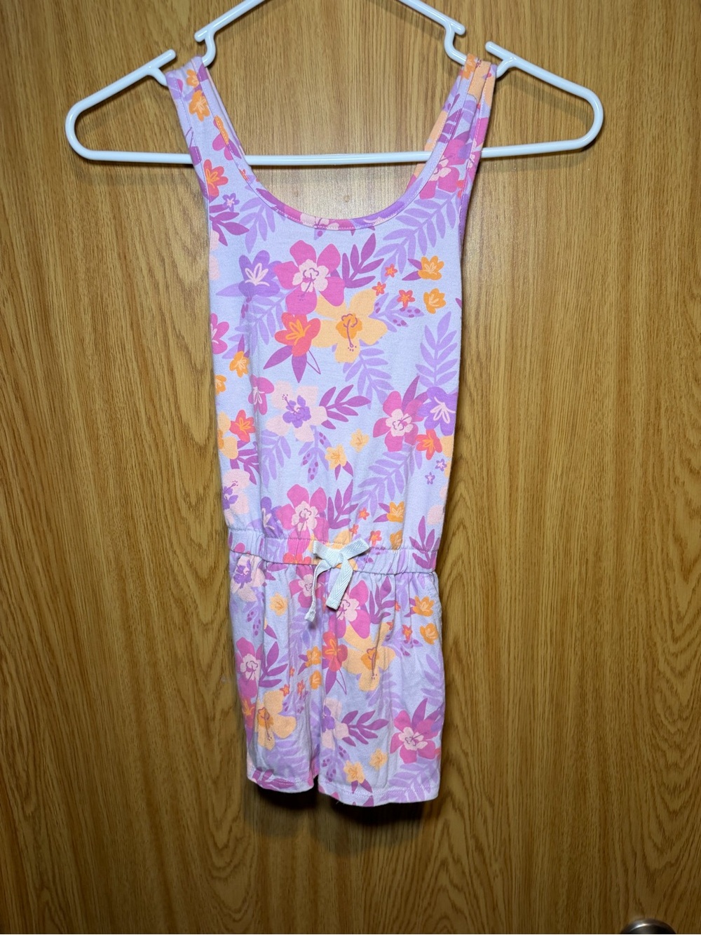 Cat & Jack Girls' Cross Back Floral Knit Romper - L(10/12) Purple, lightweight
